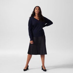 Universal Standard Black Cybele Pleated Midi Skirt